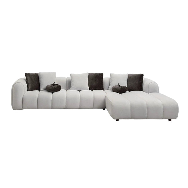 Manilla Sectional Sofa With 8 Pillows - Ivory White