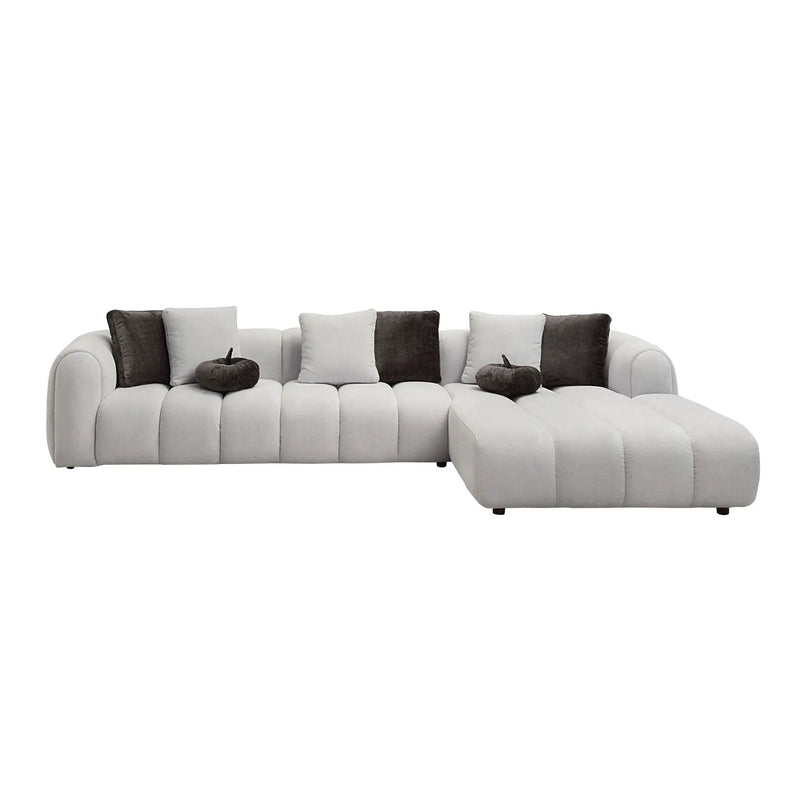 Manilla Sectional Sofa With 8 Pillows - Ivory White by HouseOfZazla