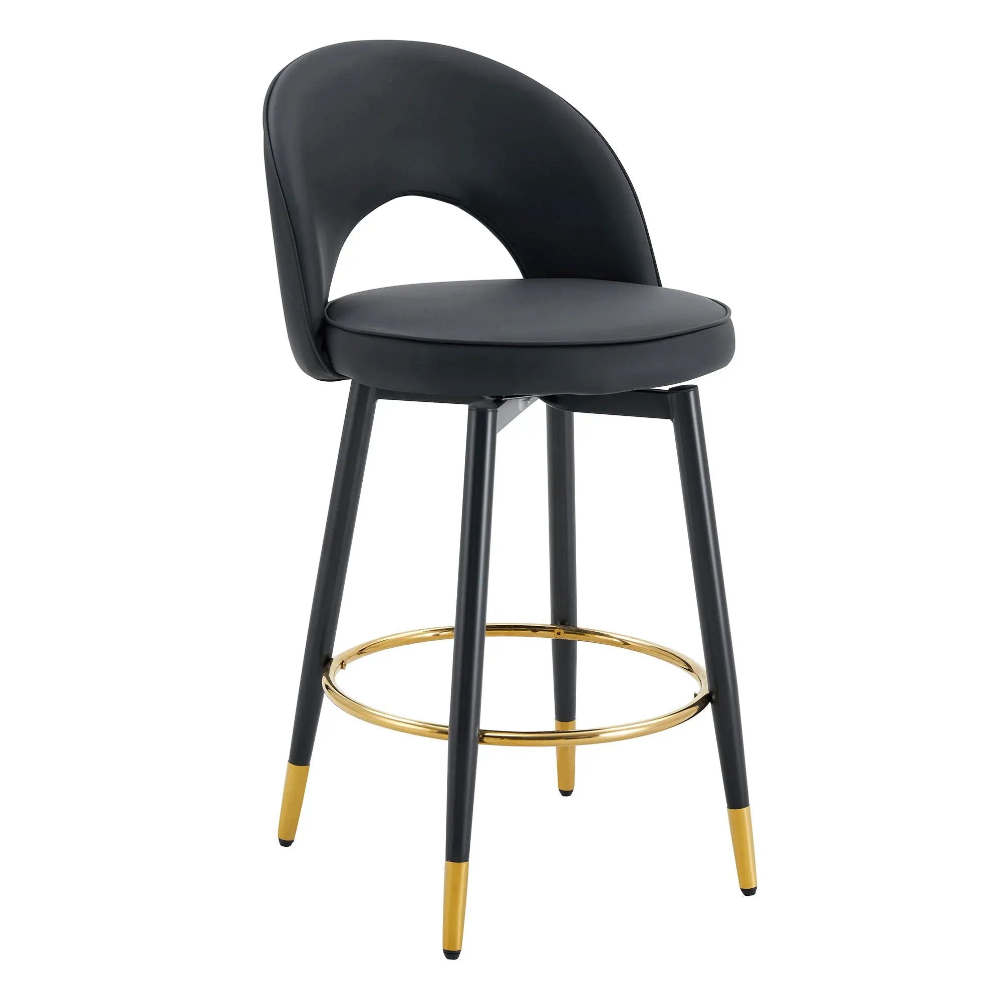 Modern Upholstered 360° Rotatable Bar Chair With Metal Legs For Dining Room (Set of 2) by Unique Piece Furniture