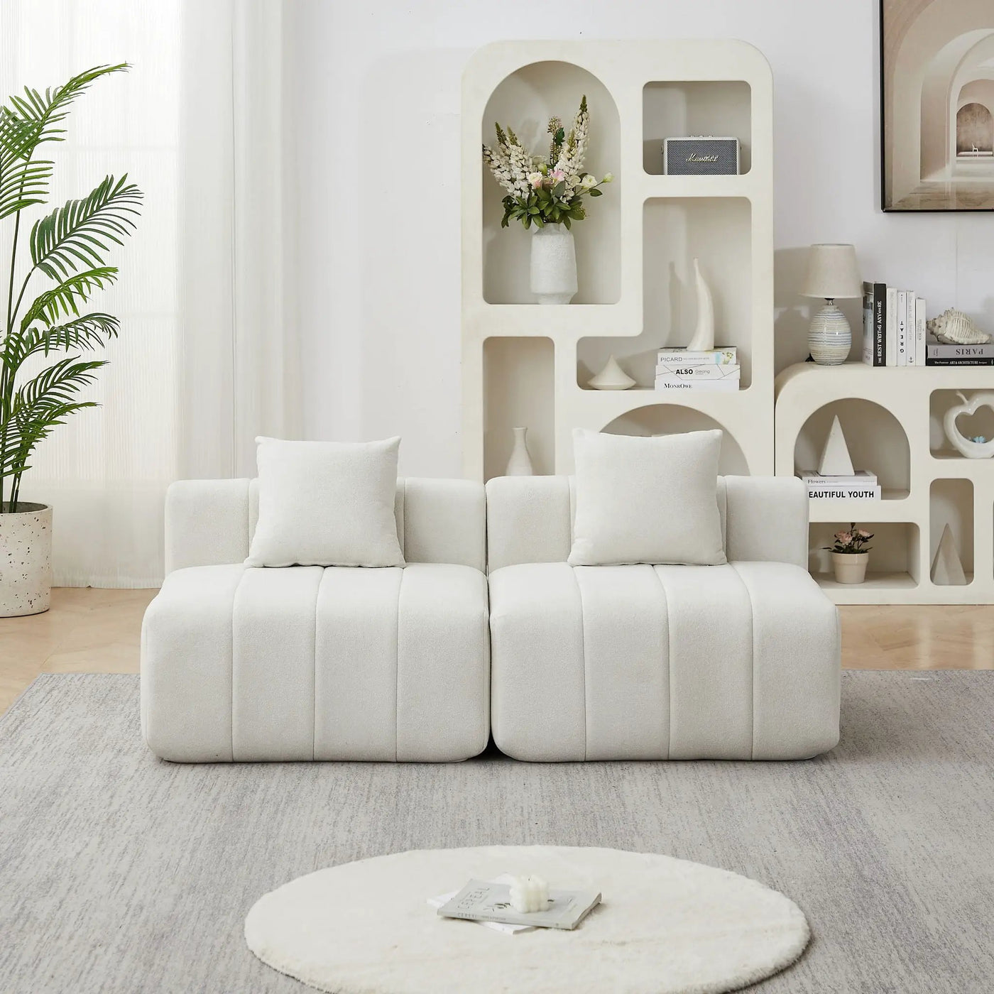 Modular Sectional Sofa With 2 Pillows, Symmetrical Design by HouseOfZazla