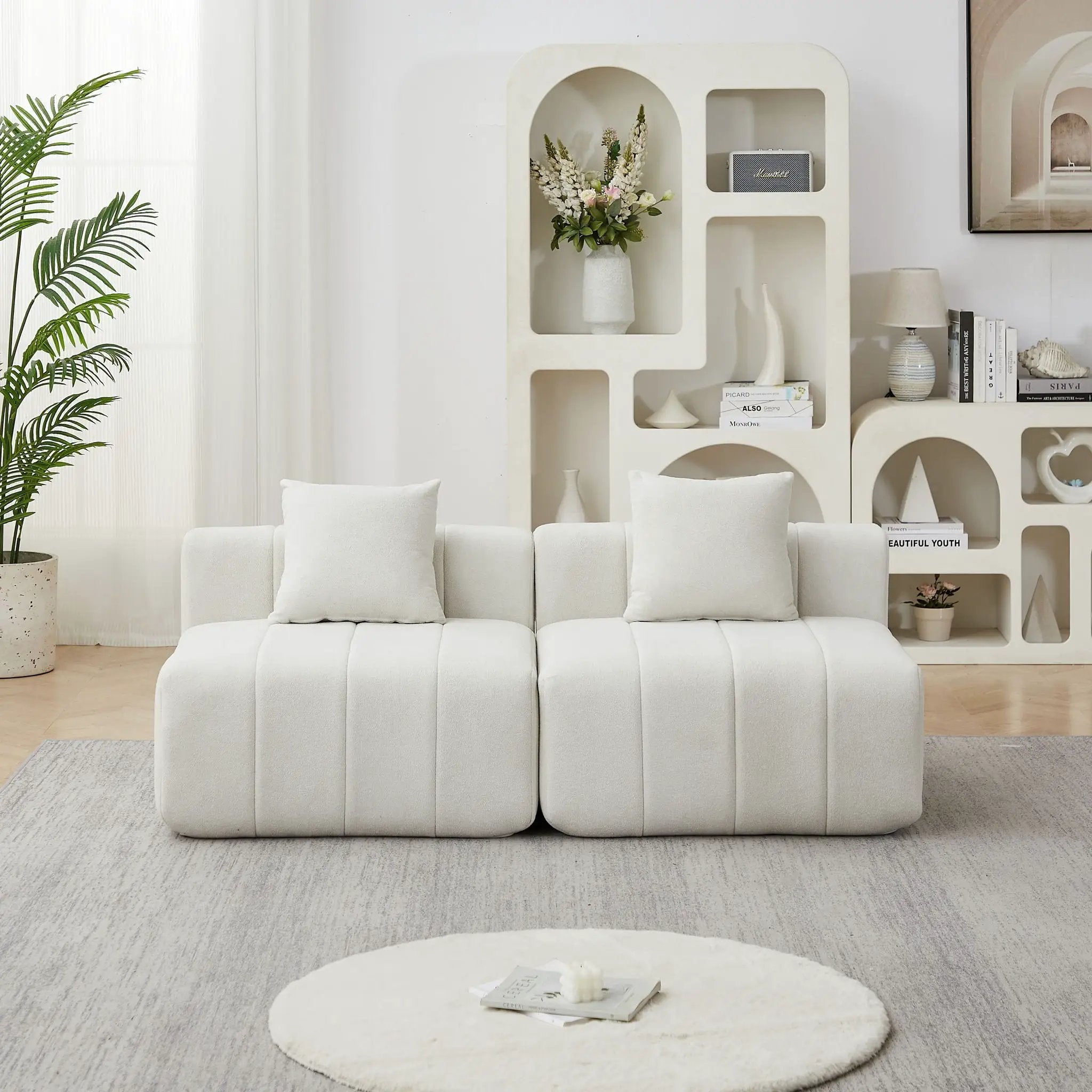 Modular Sectional Sofa With 2 Pillows, Symmetrical Design by HouseOfZazla