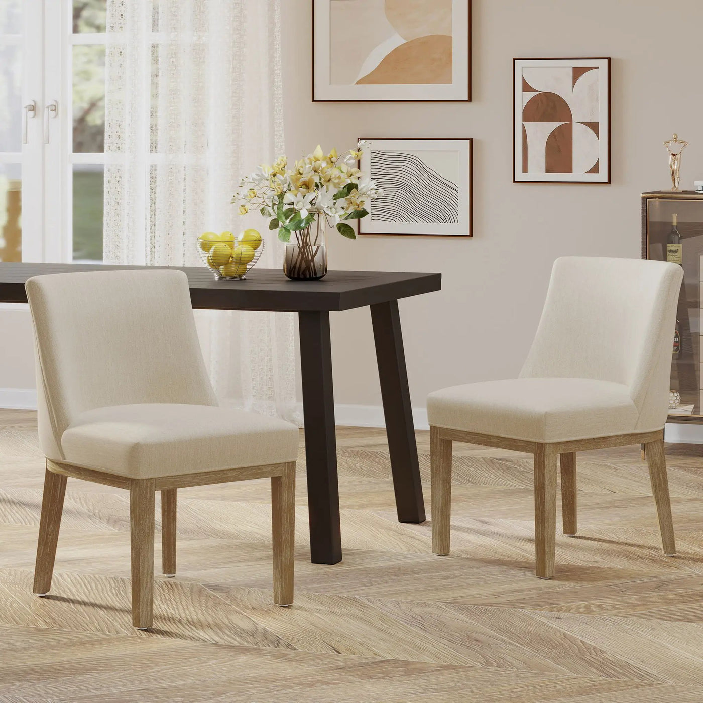 Modern Dining Chair With Durable Fabric Upholstery And Sturdy Wooden Frame (Set of 2) by HouseOfZazla