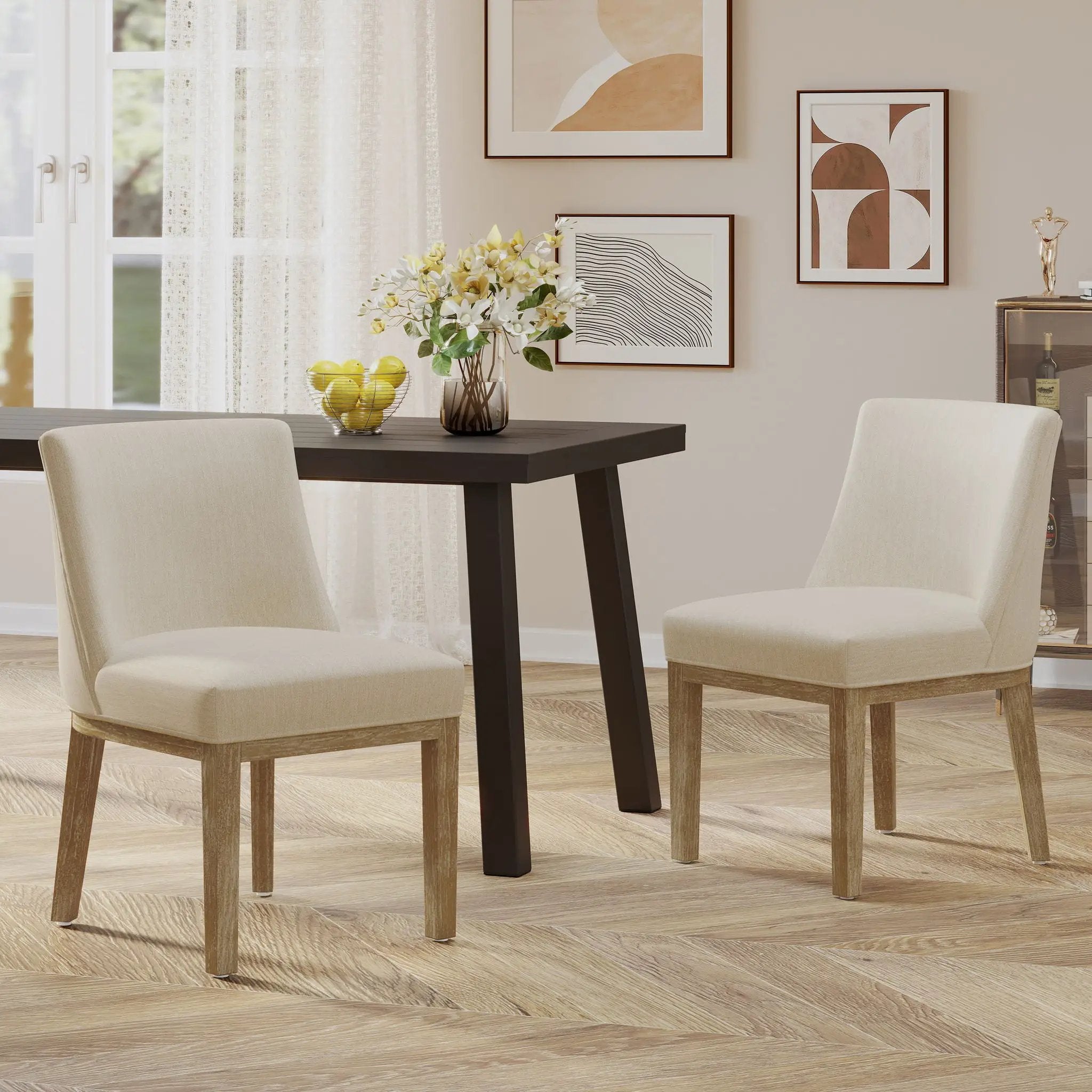Modern Dining Chair With Durable Fabric Upholstery And Sturdy Wooden Frame (Set of 2) by HouseOfZazla