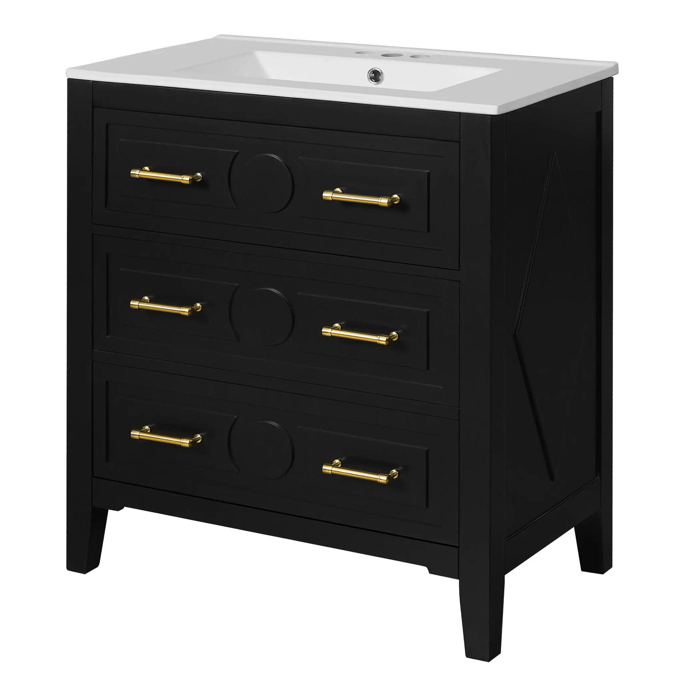 Retro Bathroom Vanity With Sink Combo, Free Standing Single Set With 3 Drawers by HouseOfZazla