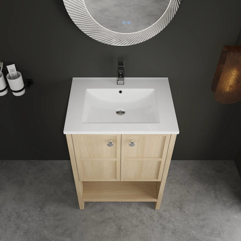 Modern Freestanding Bathroom Vanity With Ceramic Sink And Soft Closing Doors by Unique Piece Furniture