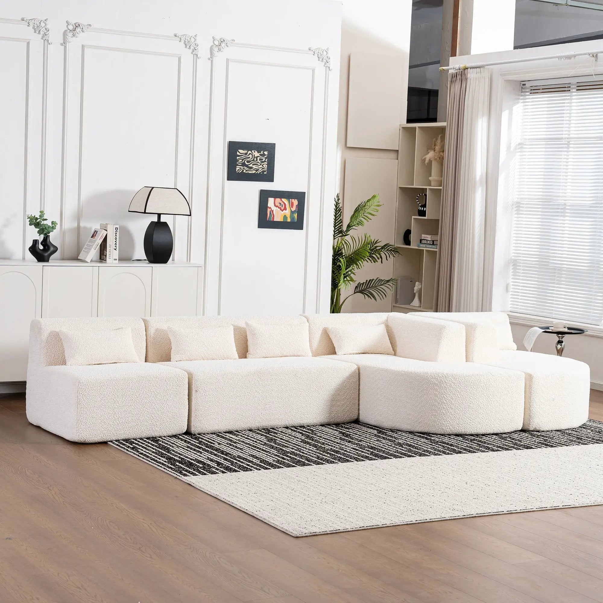 Upholstered Sofa Free Combined Sofa Couch With 2 Chaise Lounge And Five Back Pillows For Living Room by HouseOfZazla