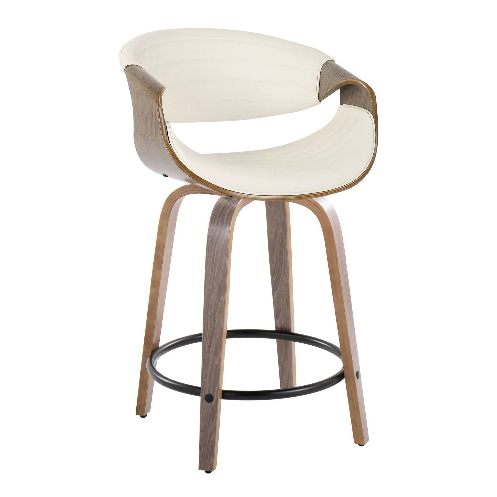 Symphony - Mid Century Modern Fixed Height Counter Stool With Swivel And Round Footrest (Set of 2) by HouseOfZazla