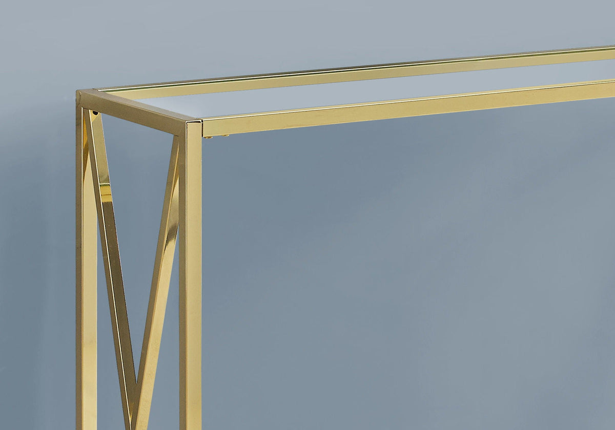 Gold Accent Console Table with Glass Top - Modern Entryway, photo 3 of 4