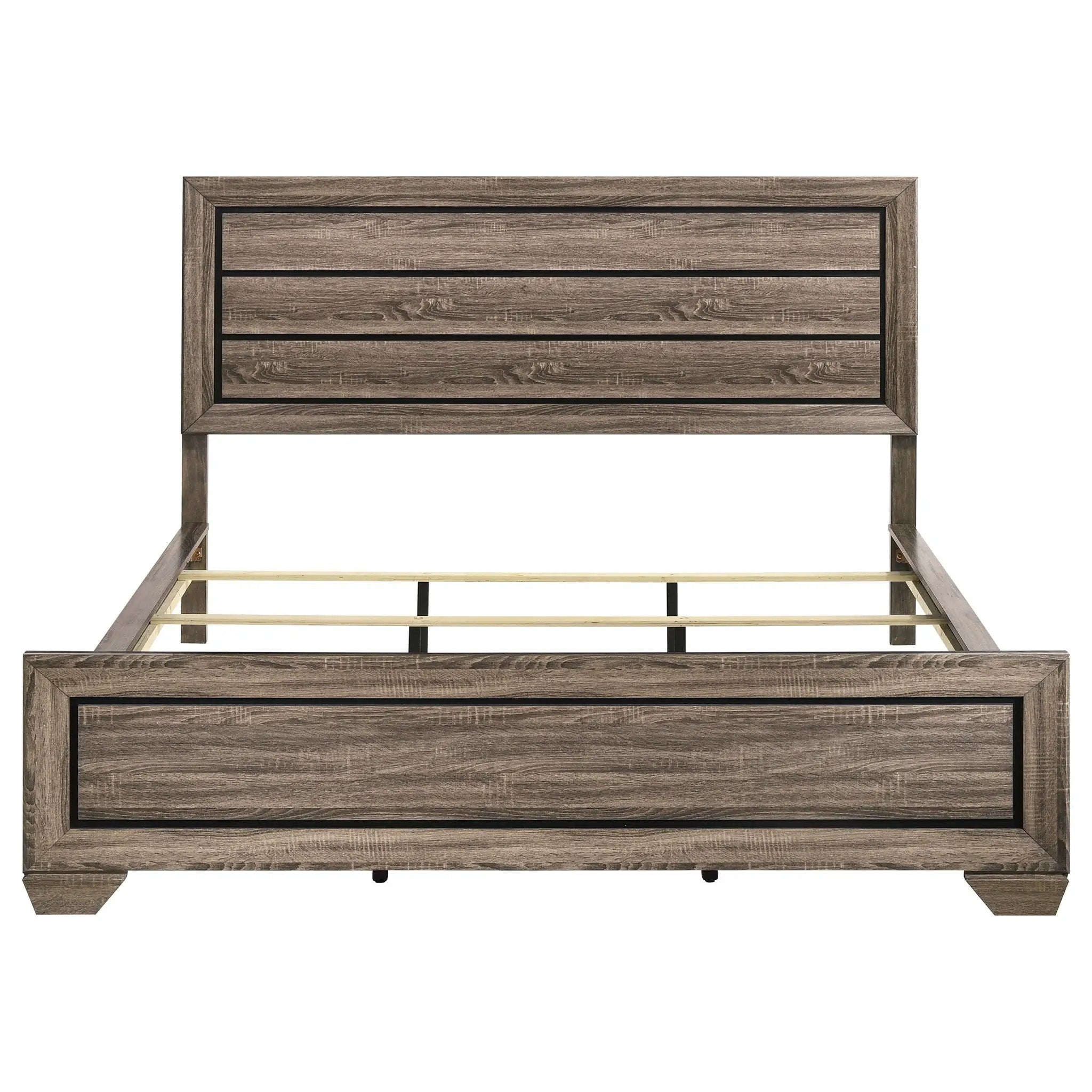 Kauffman Wood California King Panel Bed Washed Taupe by Unique Piece Furniture
