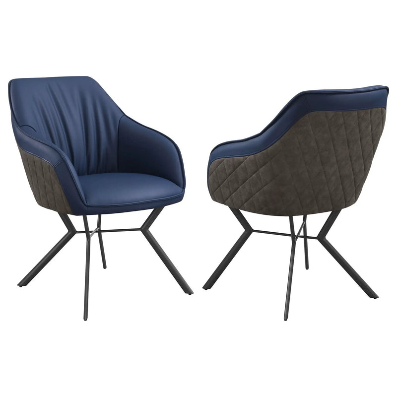 Upholstered Dining Chairs (Set of 2) Retro Bucket Seat - Blue by HouseOfZazla