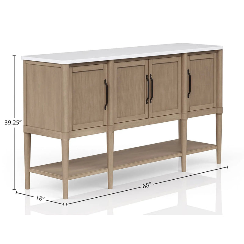 Cement Topped Server With Cane Insets - Sand by Unique Piece Furniture