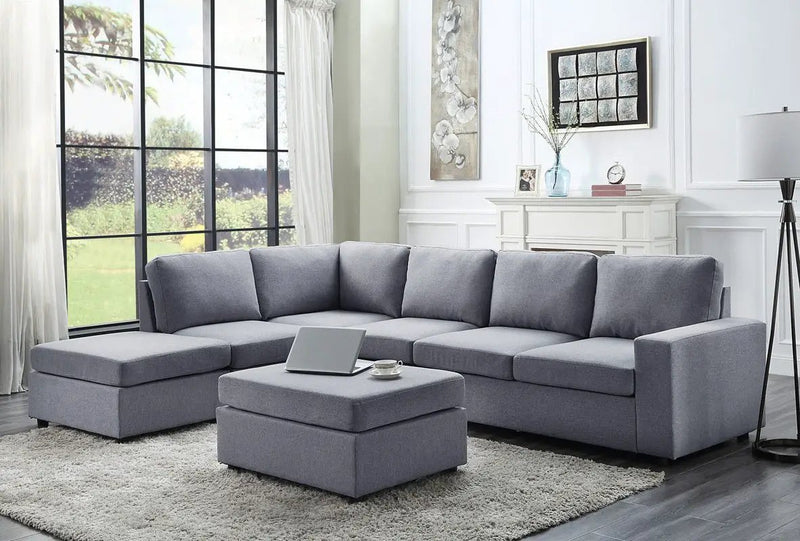 Cassia - 7 Seat Reversible Modular Sectional Sofa With Ottoman by Unique Piece Furniture