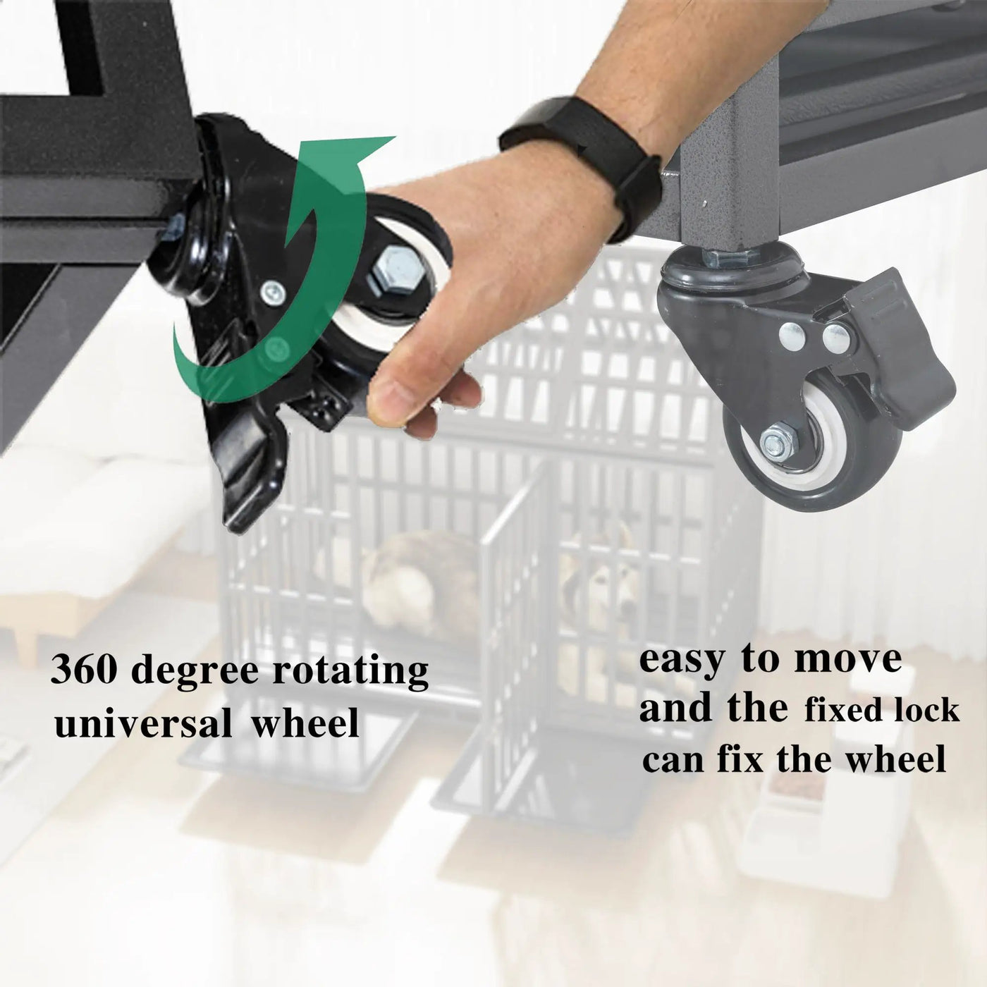 Heavy Duty Dog Crate Lockable Wheels by HouseOfZazla
