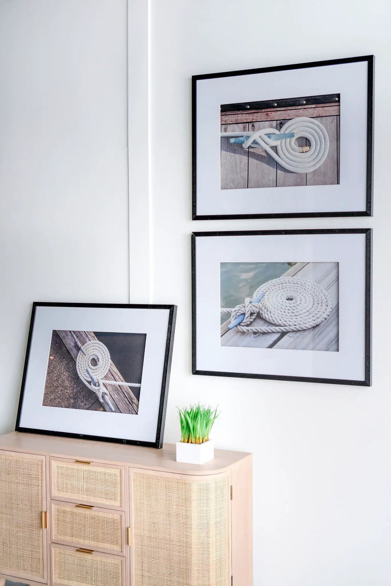 Rope Wall Art With Frame, Wall Decor For Living Room (Set of 3) - White / Black by HouseOfZazla