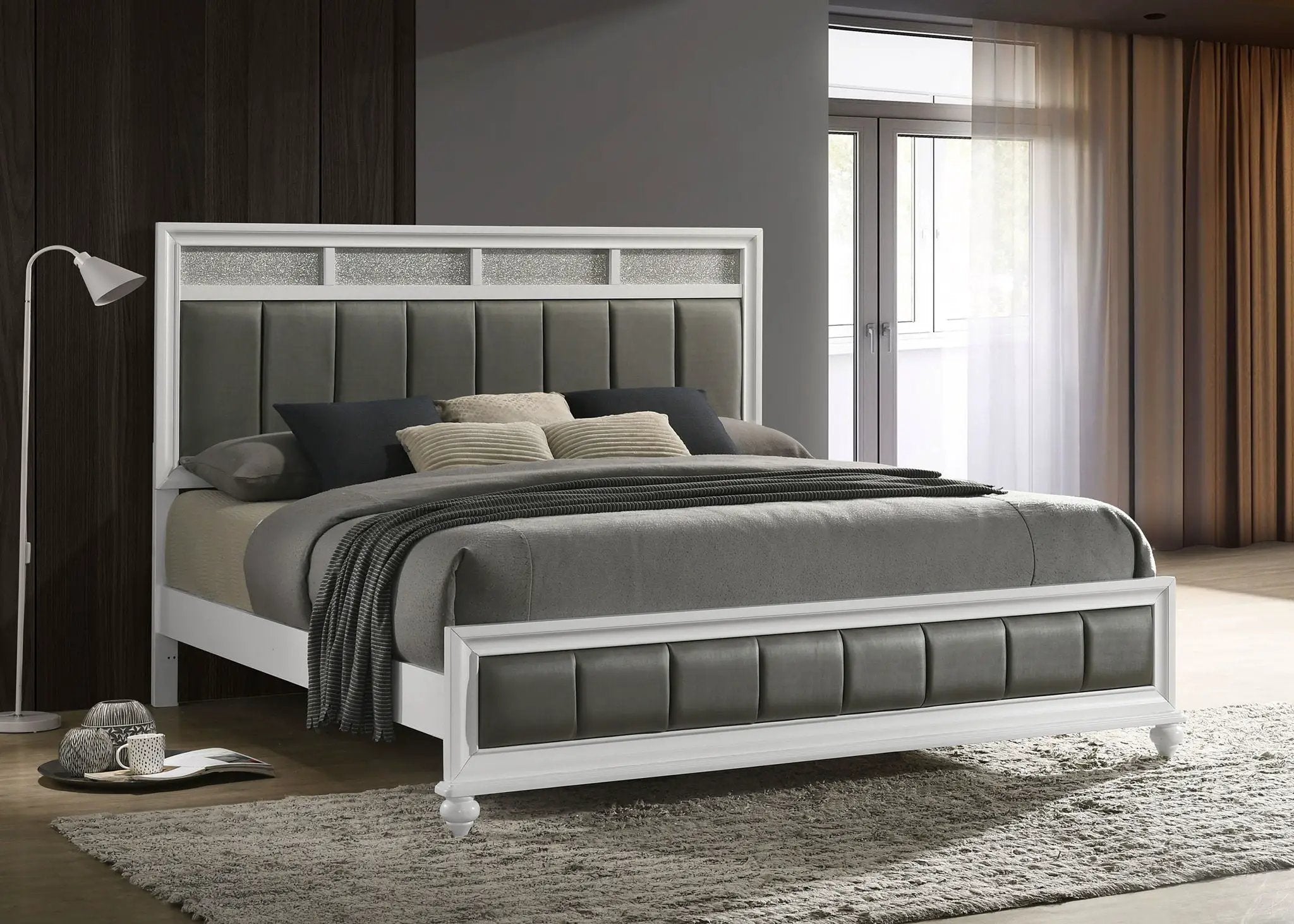 Barzini Wood Eastern King Panel Bed White by Unique Piece Furniture
