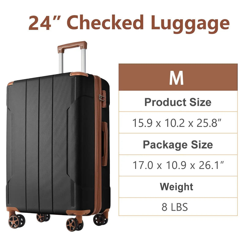 Lightweight Durable ABS Hardshell Luggage - 24 Inch by HouseOfZazla