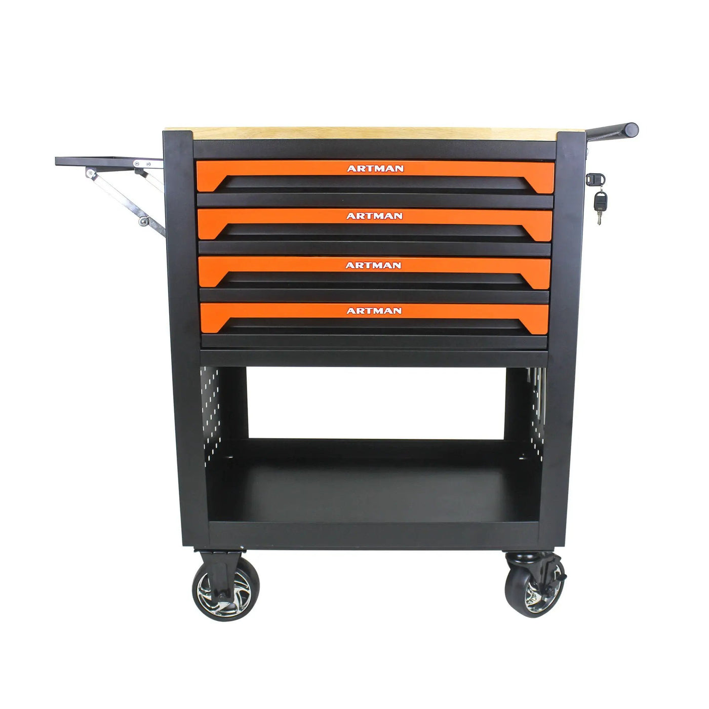 4 Drawers Multifunctional Tool Cart With Wheels And Wooden Top by HouseOfZazla
