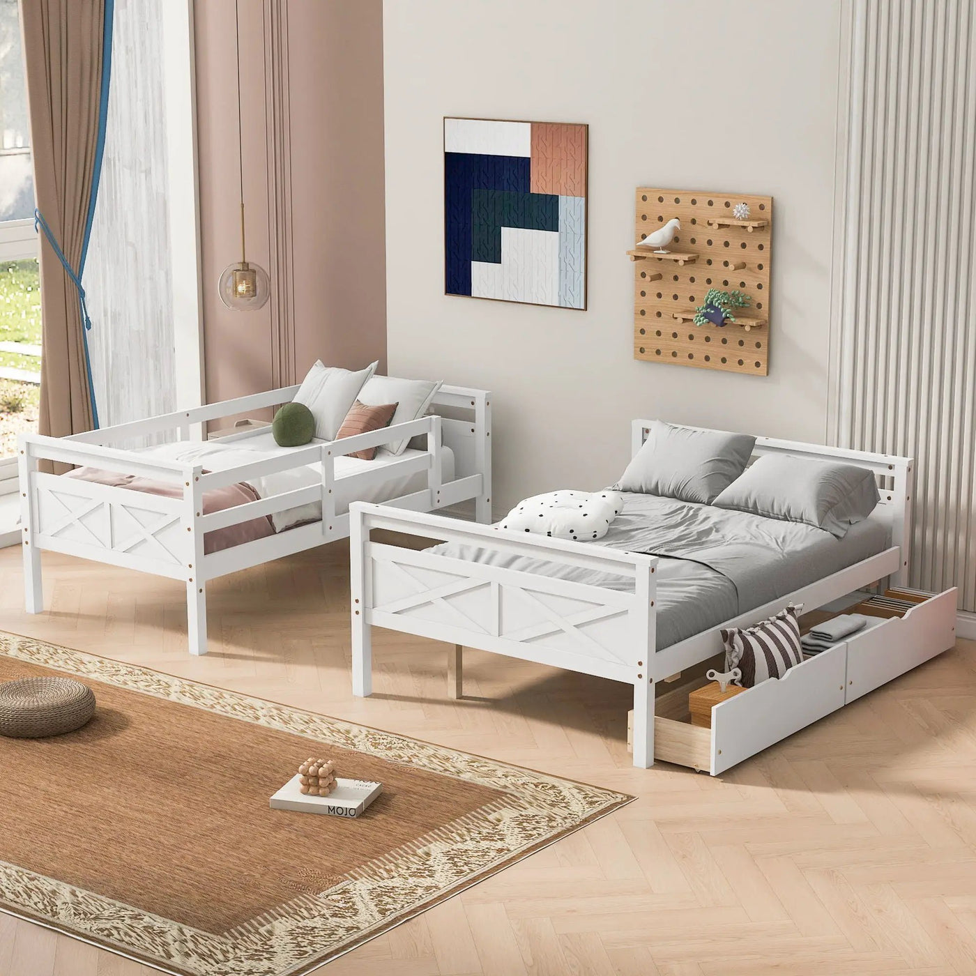 Bunk Bed With Ladder And Safety Guardrail by HouseOfZazla