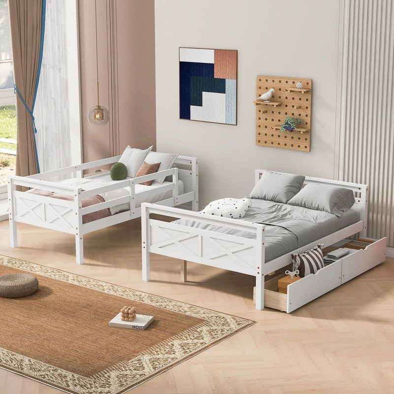 Bunk Bed With Ladder And Safety Guardrail