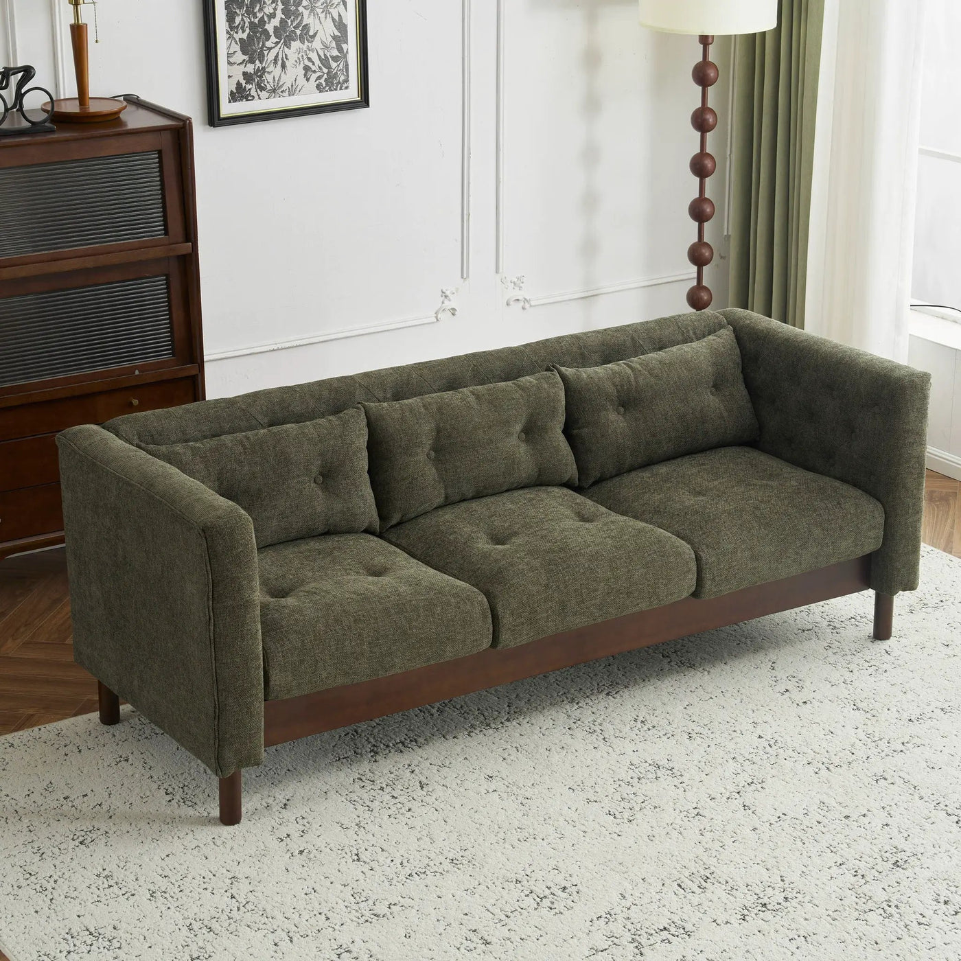 Upholstered Sofa Modern 3 Seater Sofa Couch With Tufted Design For Living Room by HouseOfZazla