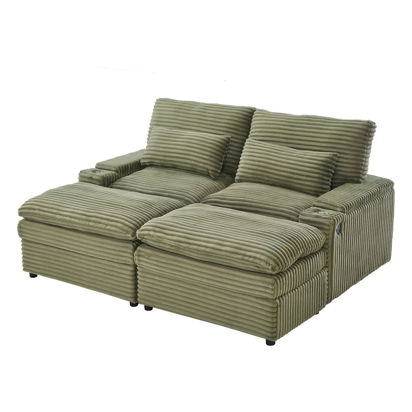 Convertible Loveseat Sofa With Storage, USB Ports, Cup Holders by Unique Piece Furniture
