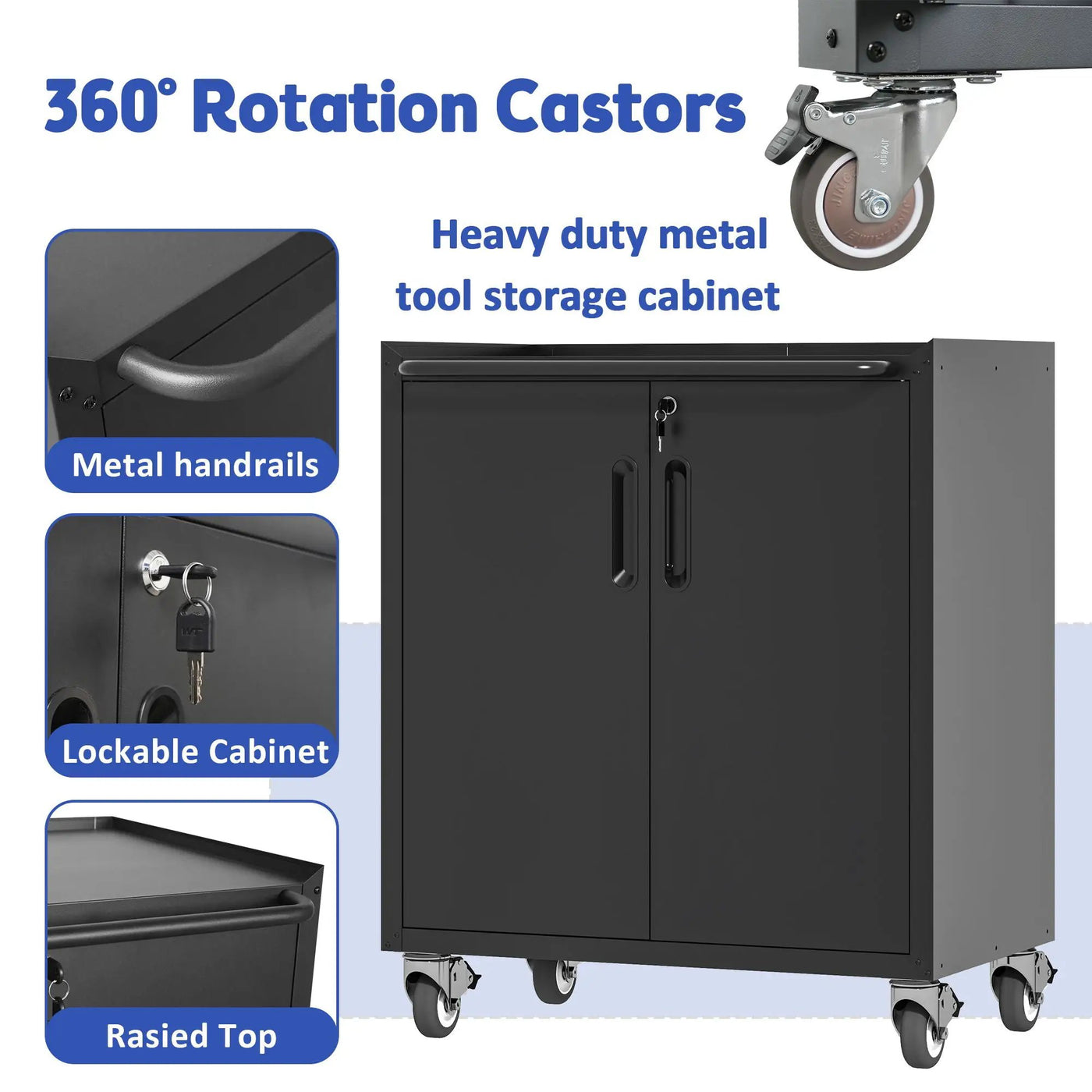 Heavy Duty Metal Garage Storage Cabinet With Wheels Sturdy Tool Organizer by HouseOfZazla
