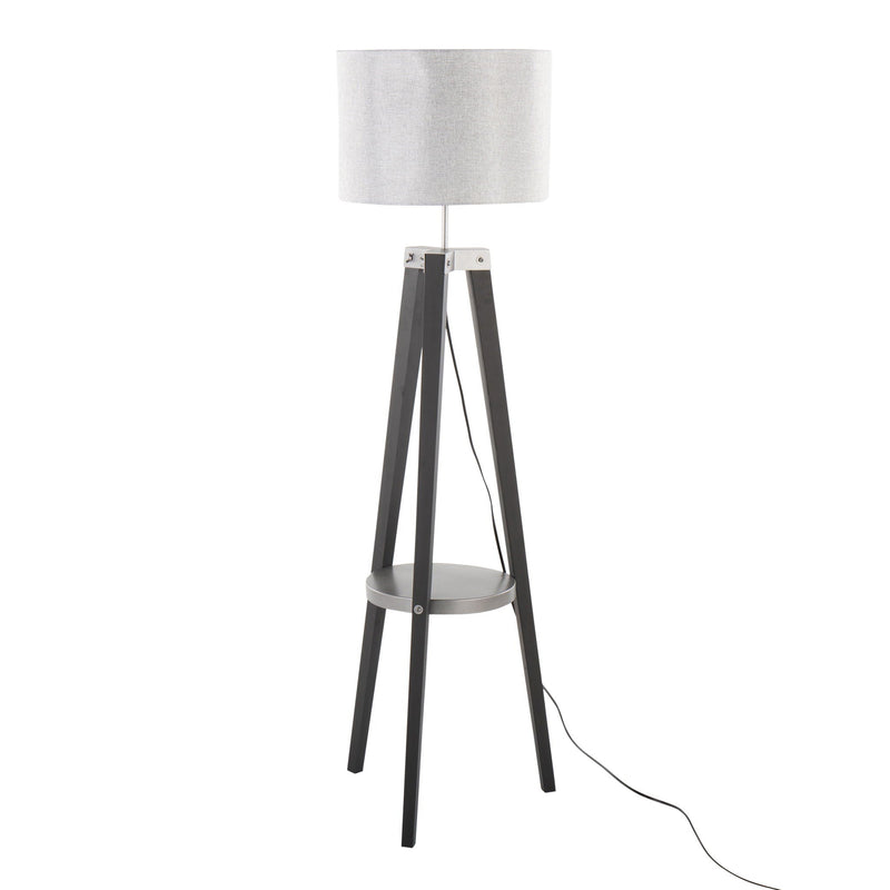 Compass - Mid Century Modern Floor Lamp With Shelf by HouseOfZazla