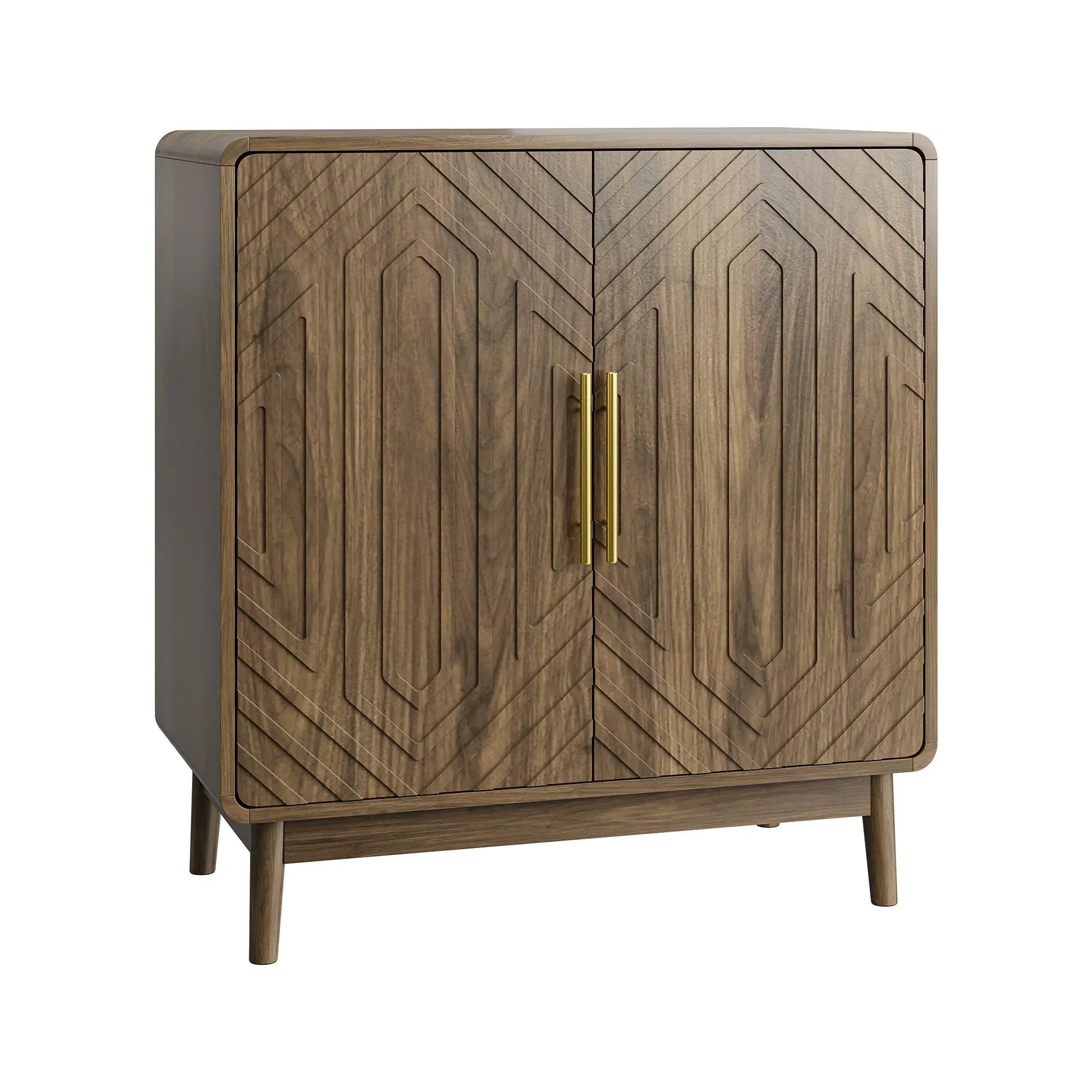 Sideboard Buffet Cabinet With Carved Doors And Adjustable Layer Board by Unique Piece Furniture