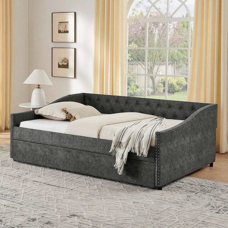 Upholstered Daybed With USB Charging & Pull Out Bed