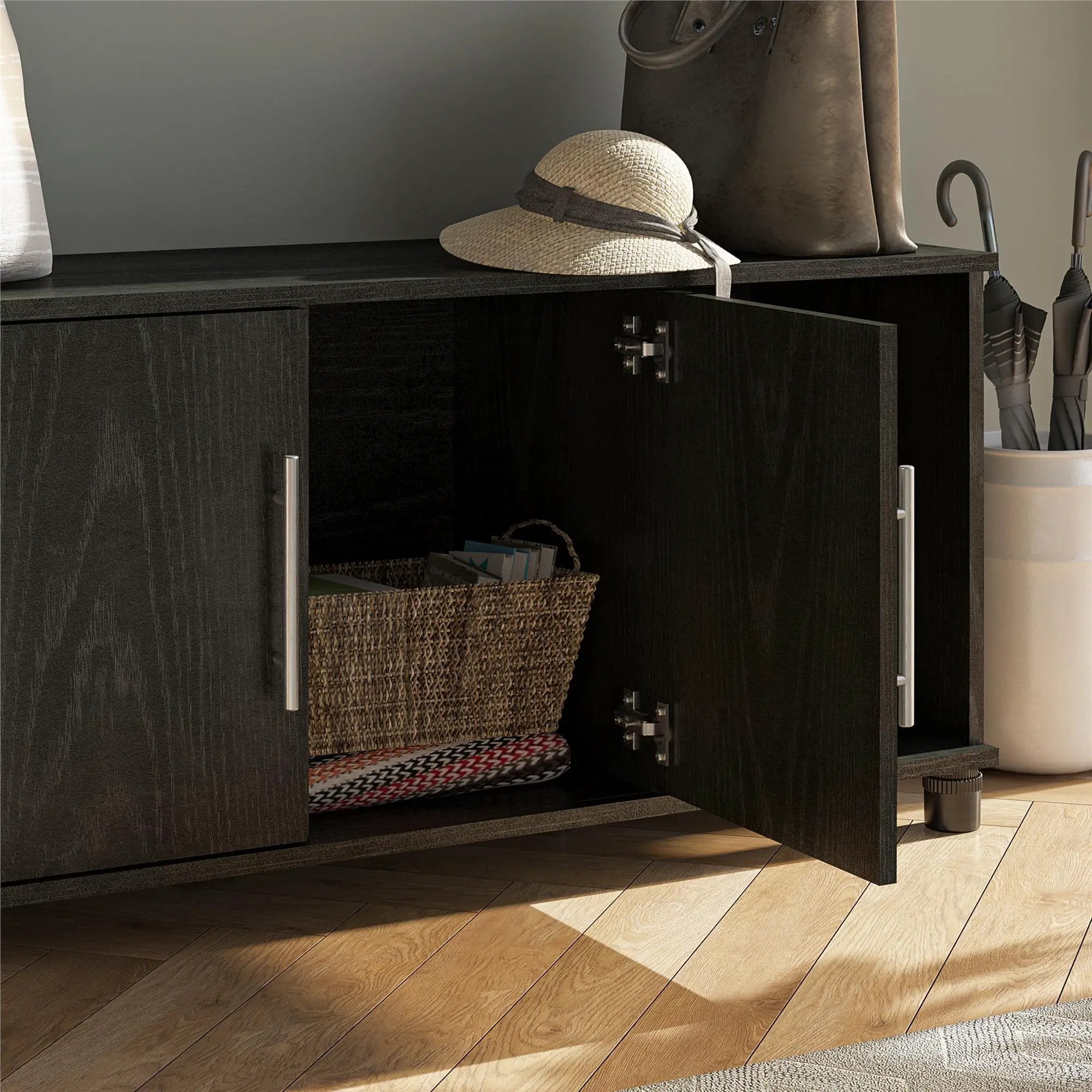 Systembuild Evolution Camberly - Shoe Storage Bench - Black Brown by Unique Piece Furniture