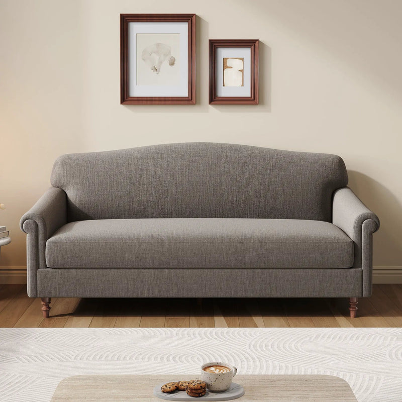 Loveseat Sofa With Rolled Arm For Living Room - Brown by HouseOfZazla