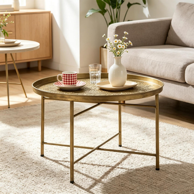 Hammered Floral Pattern Center Table, photo 7 of 7