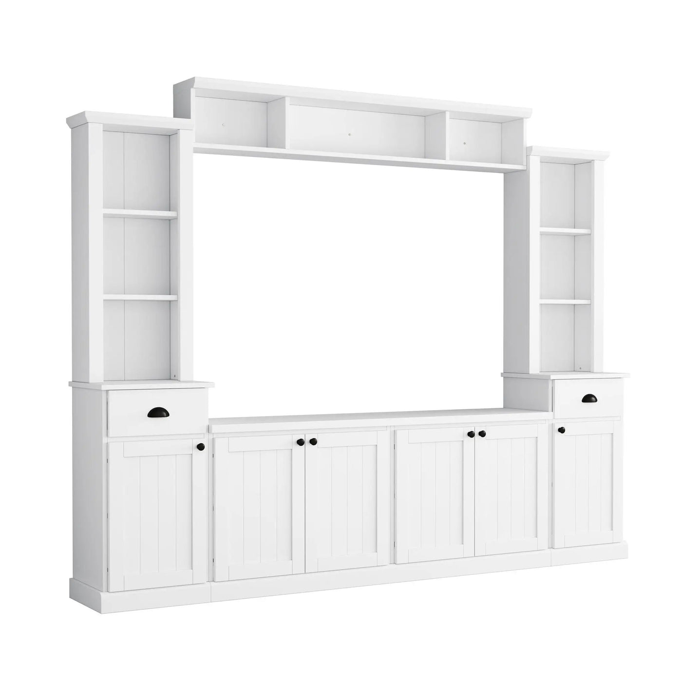 Minimalist Entertainment Wall Unit Set With Bridge For TVs Up To 75" by HouseOfZazla
