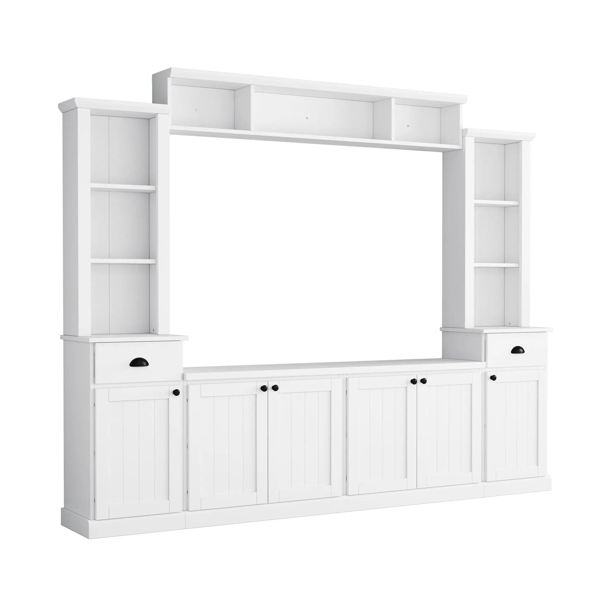 Minimalist Entertainment Wall Unit Set With Bridge For TVs Up To 75" by HouseOfZazla