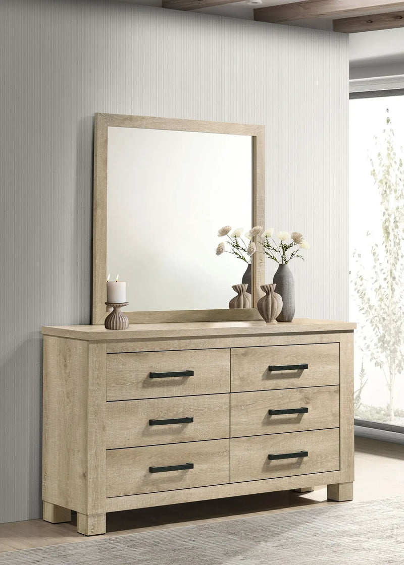 Oakglen 6-drawer Bedroom Dresser and Mirror Weathered Oak by Unique Piece Furniture