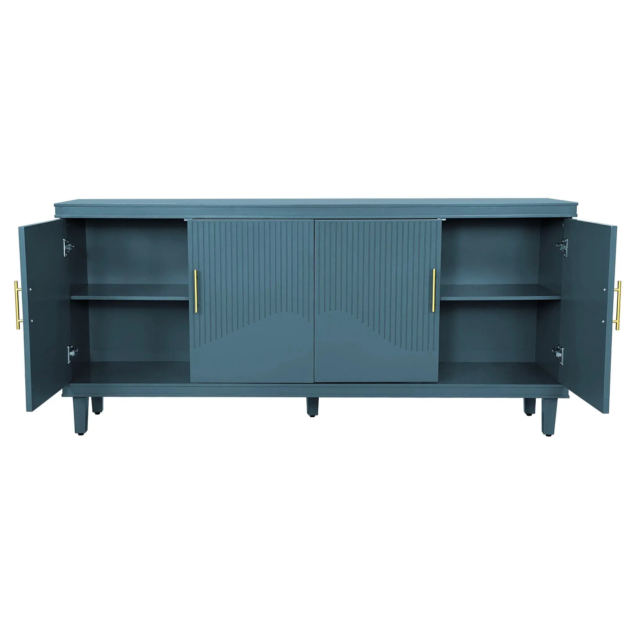 4 Door Cabinet, Large Storage For Living Room - Blue by Unique Piece Furniture