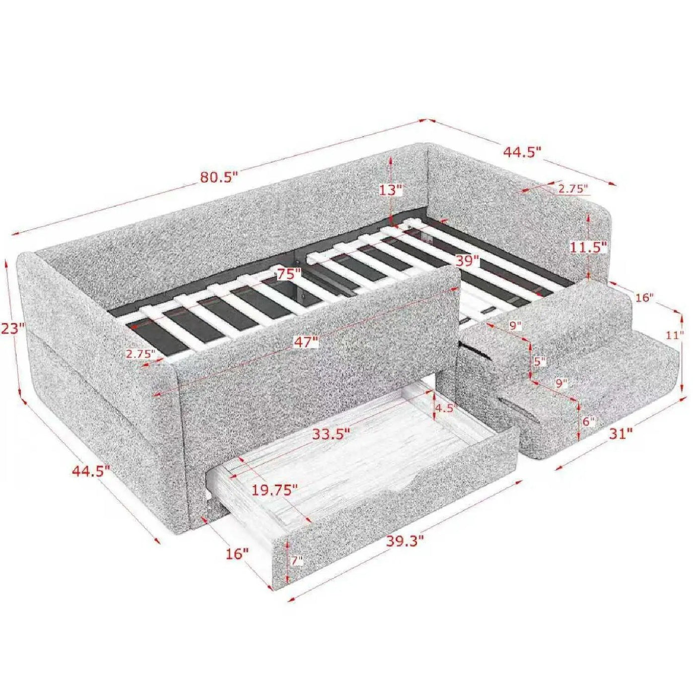 Safe Kids Bed With Guardrails And Storage by HouseOfZazla