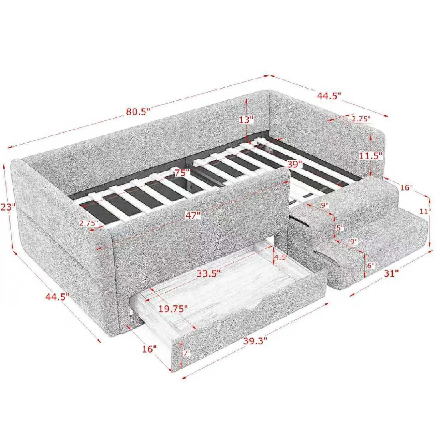 Safe Kids Bed With Guardrails And Storage by Unique Piece Furniture