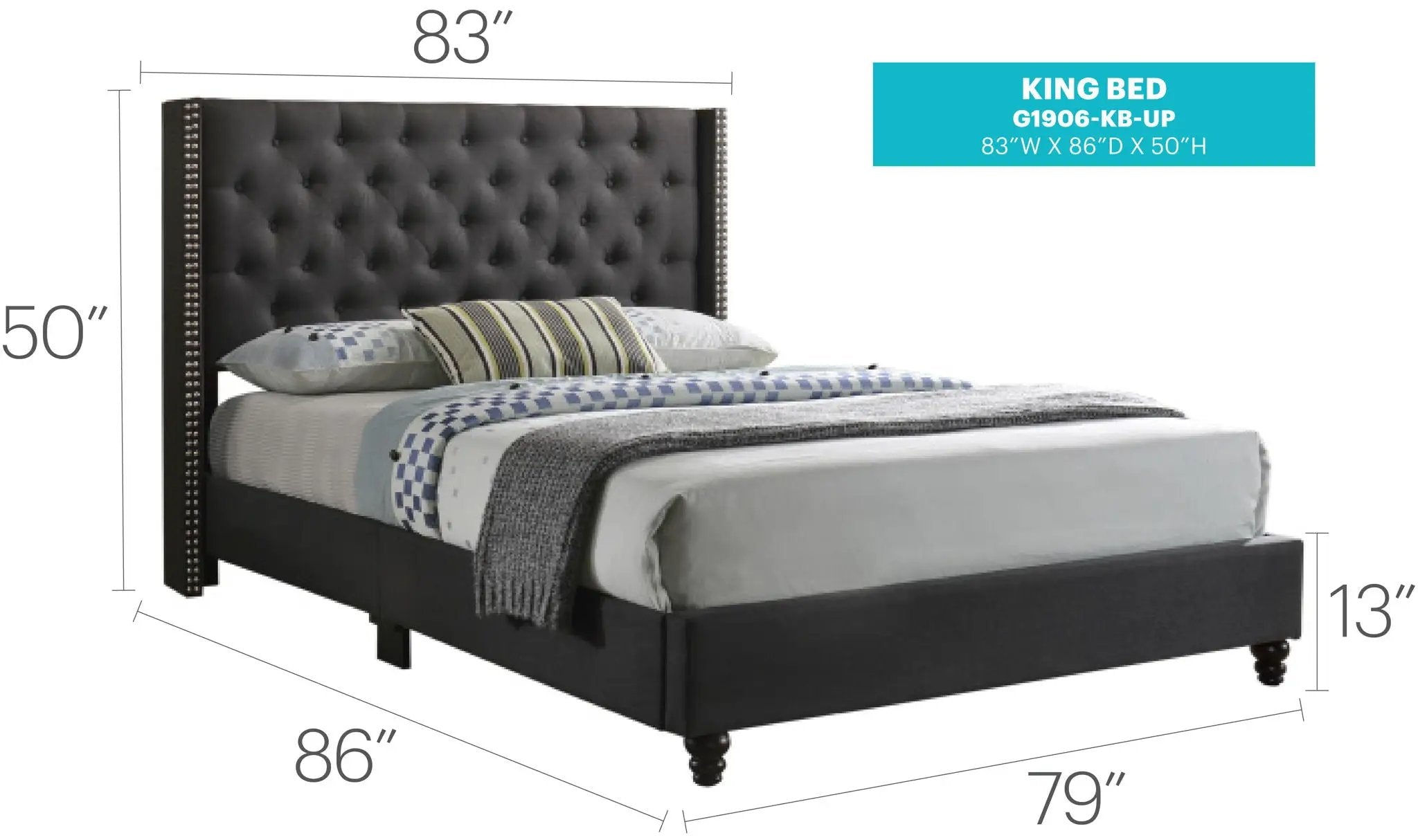 Nailhead Bed Transitional Vibrant by Unique Piece Furniture