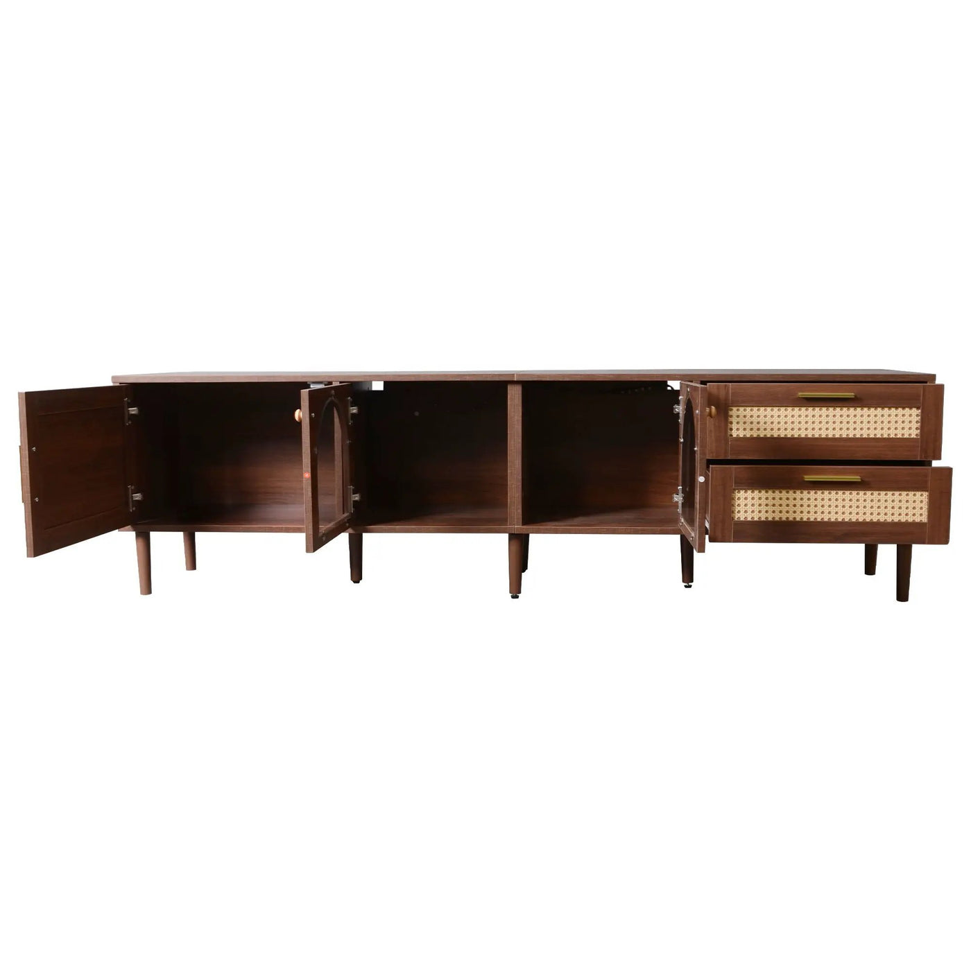 TV Stand With App-Controlled LED Lights, 2 Drawers & Door Storage by HouseOfZazla