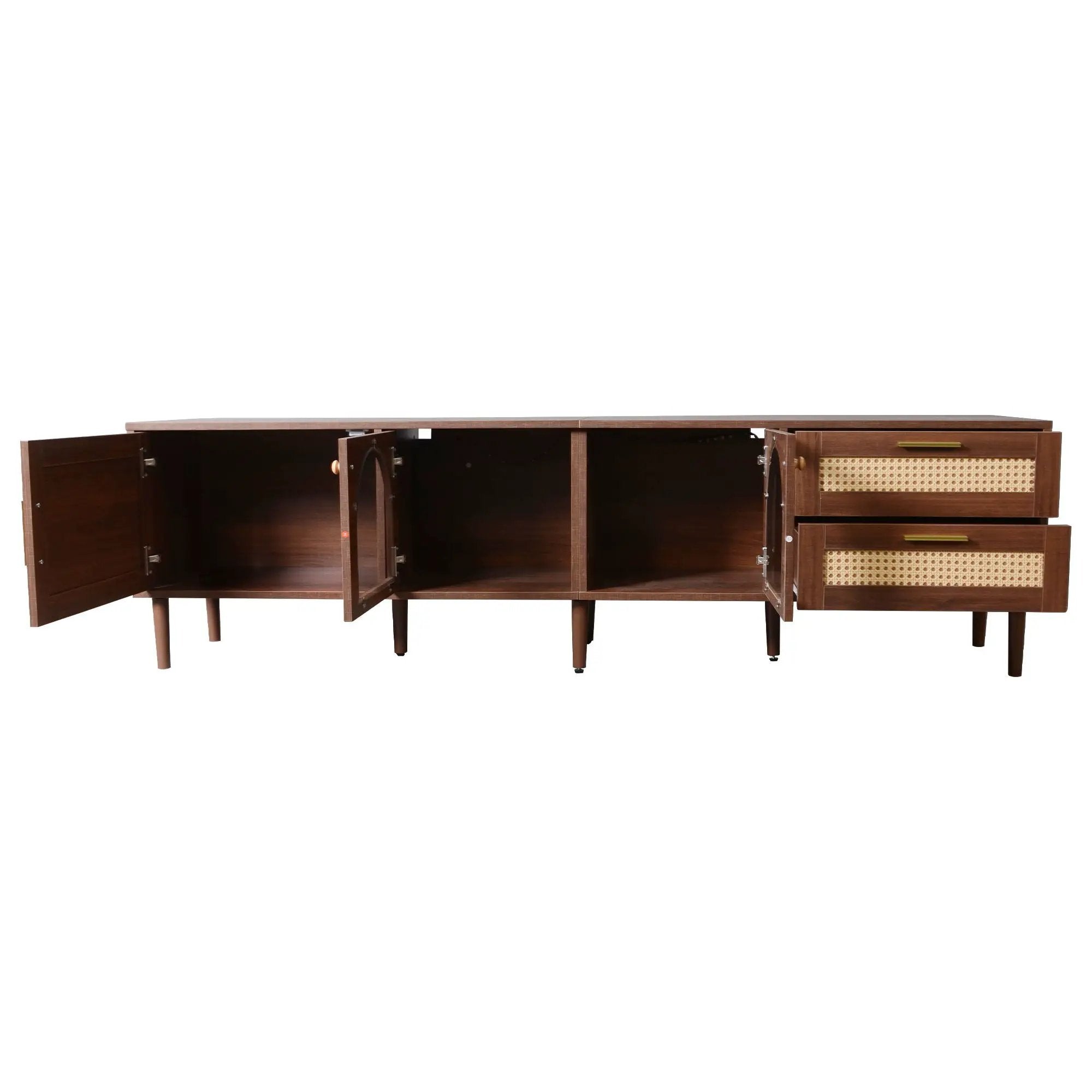 TV Stand With App-Controlled LED Lights, 2 Drawers & Door Storage