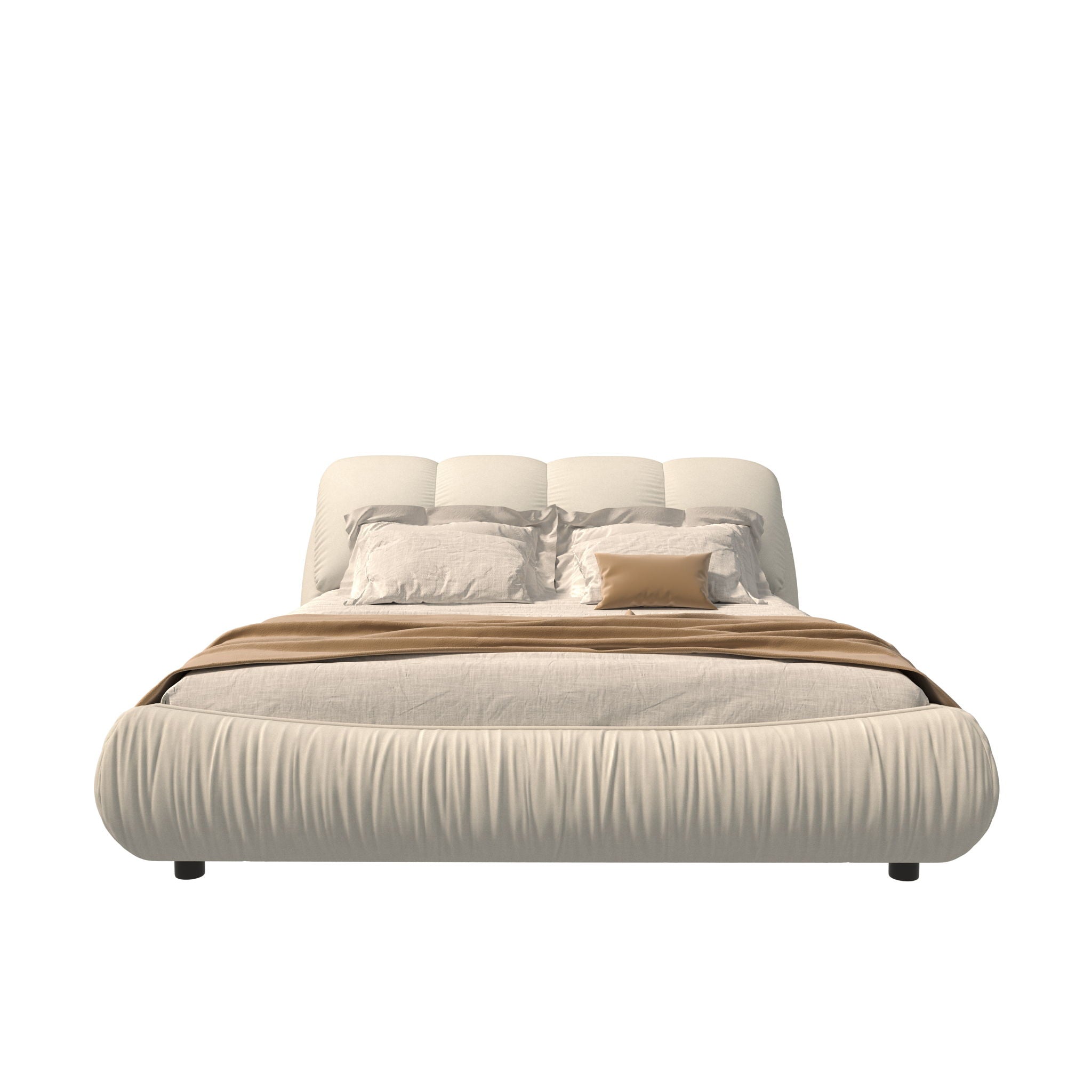 Luxury Upholstered Platform Bed With Oversized Padded Backrest And Solid Wood Frame by HouseOfZazla