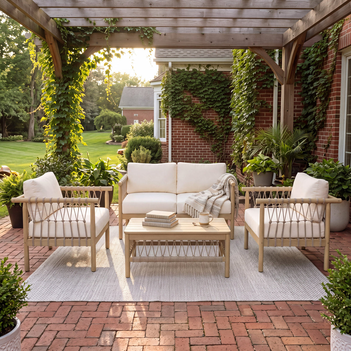 Outdoor Acacia Wood 3-Piece Furniture Set, photo 3 of 10