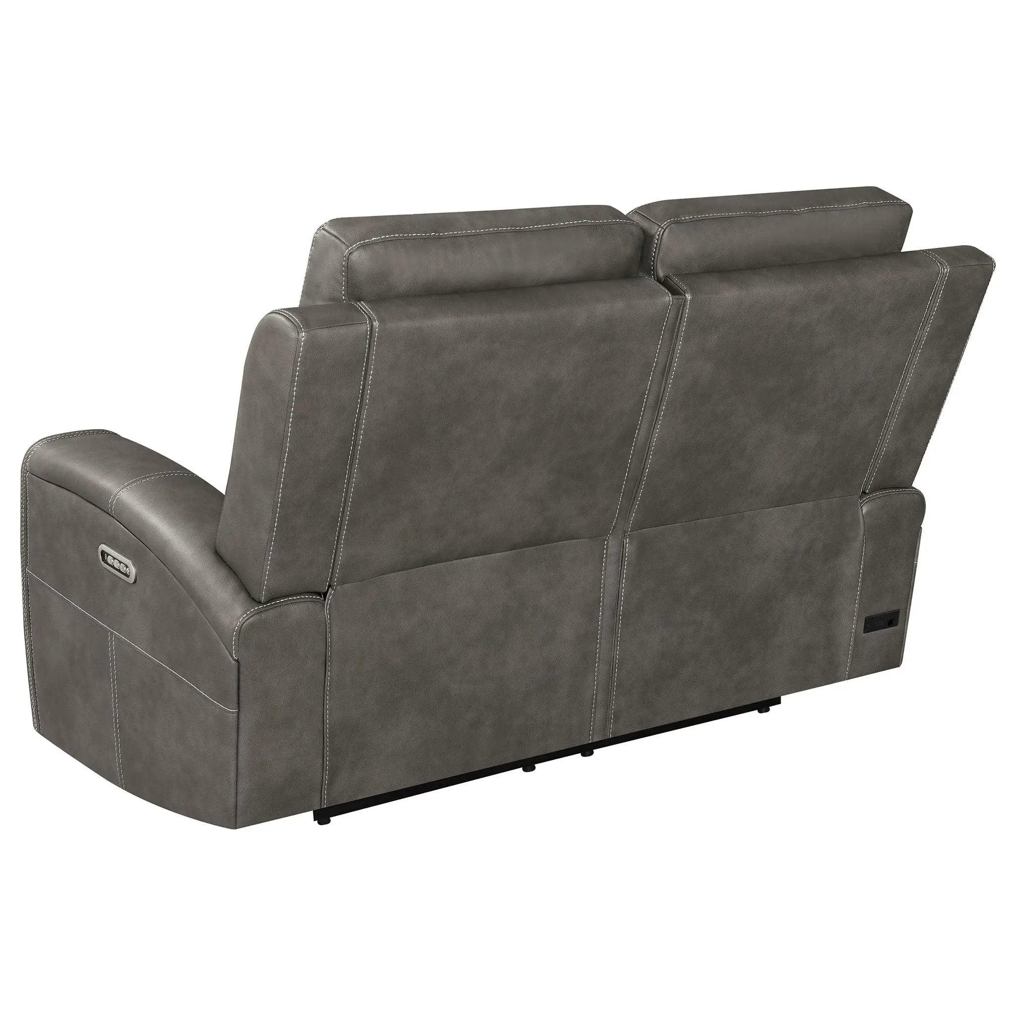Brickston Triple Power Reclining Loveseat Charcoal by Unique Piece Furniture