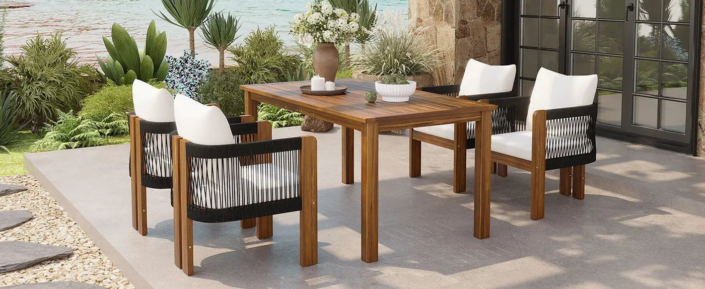 U_STYLE Luxury 5-Piece Outdoor Patio Dining Set for 4 by HouseOfZazla