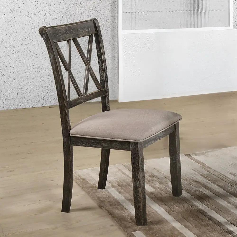 Claudia II - Side Chair (Set of 2) - Beige Fabric & Weathered Gray by Unique Piece Furniture