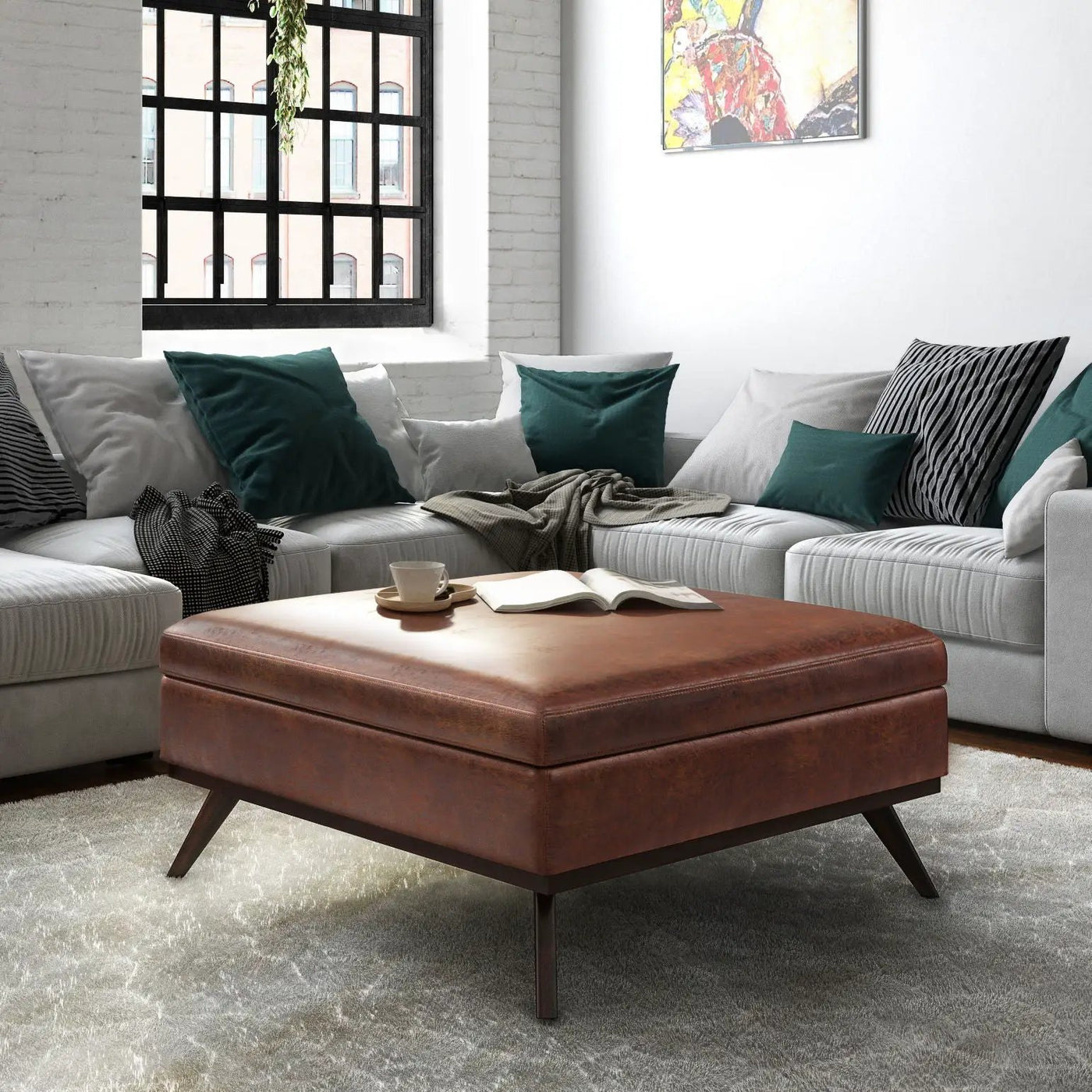 Owen - Multifunctional Square Coffee Table Storage Ottoman by HouseOfZazla