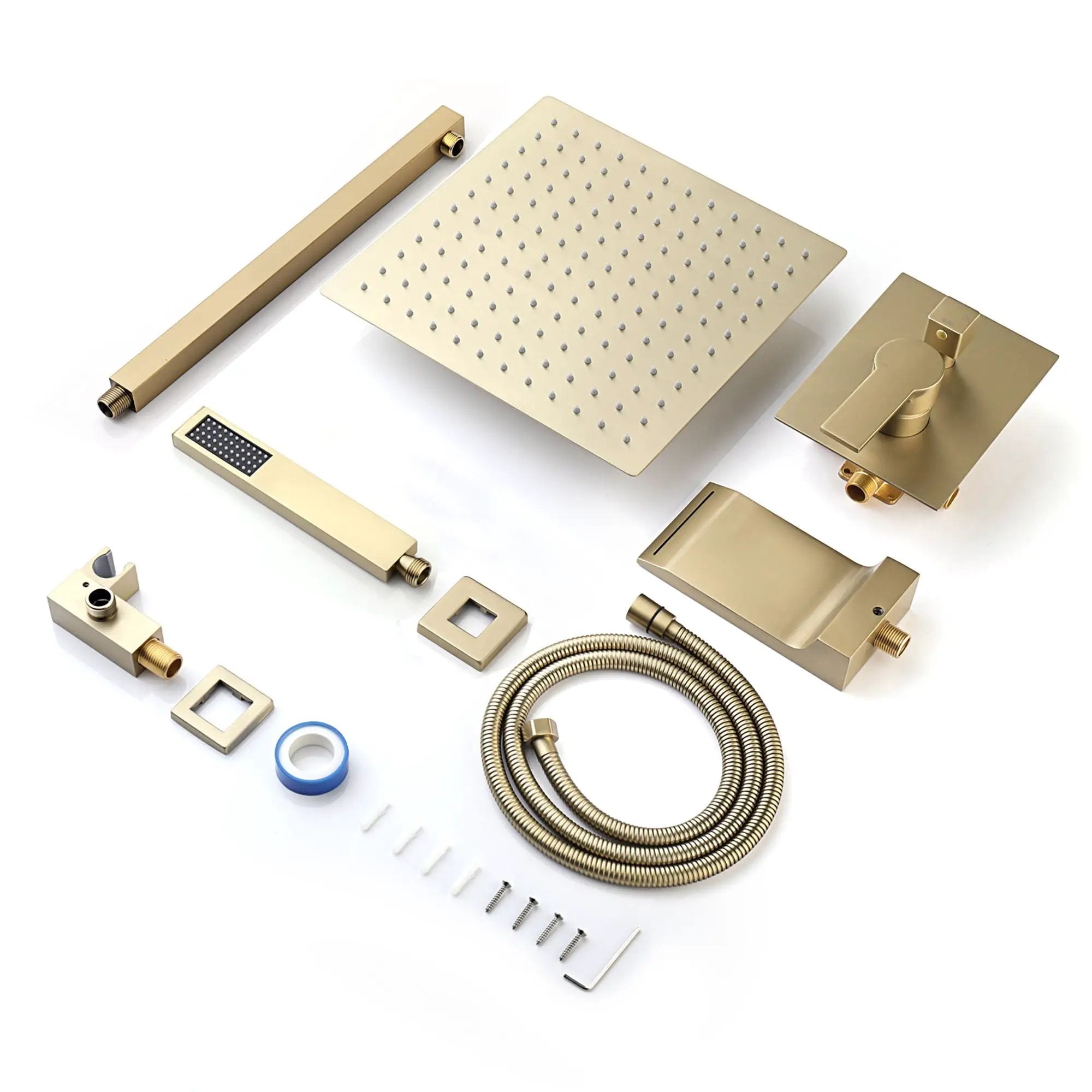 Tub Shower Faucet Set With 12" Rain Shower Head And Handheld Spray Combo by HouseOfZazla