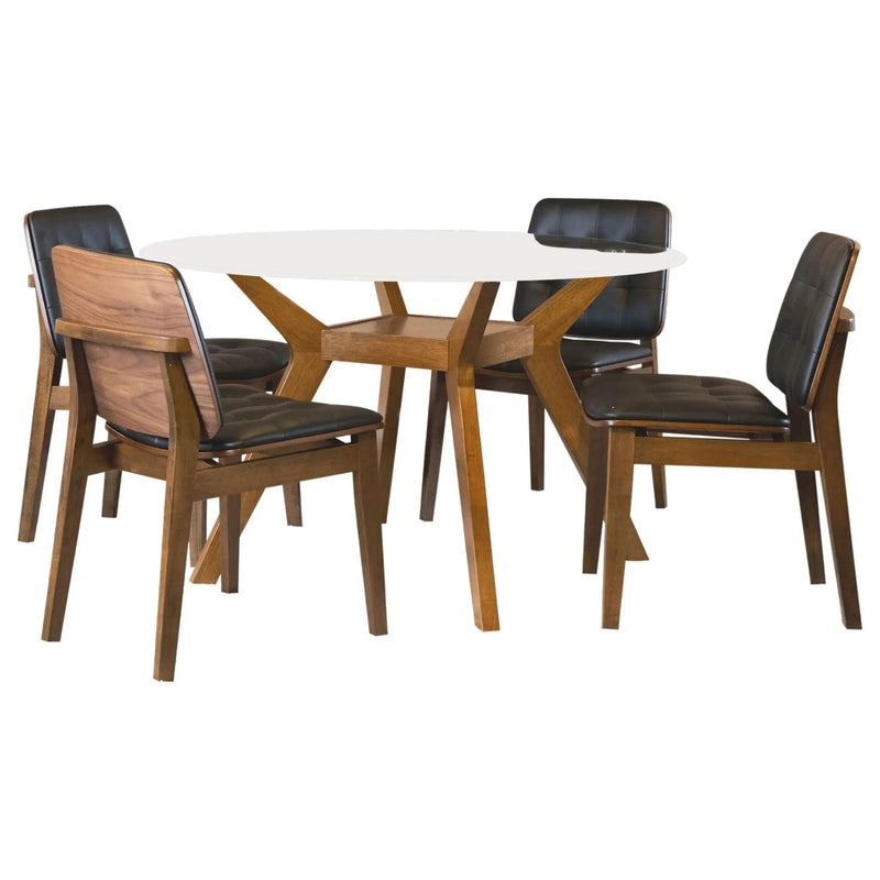 Paxton 5-piece Round Glass Top Dining Table Set Brown by Unique Piece Furniture