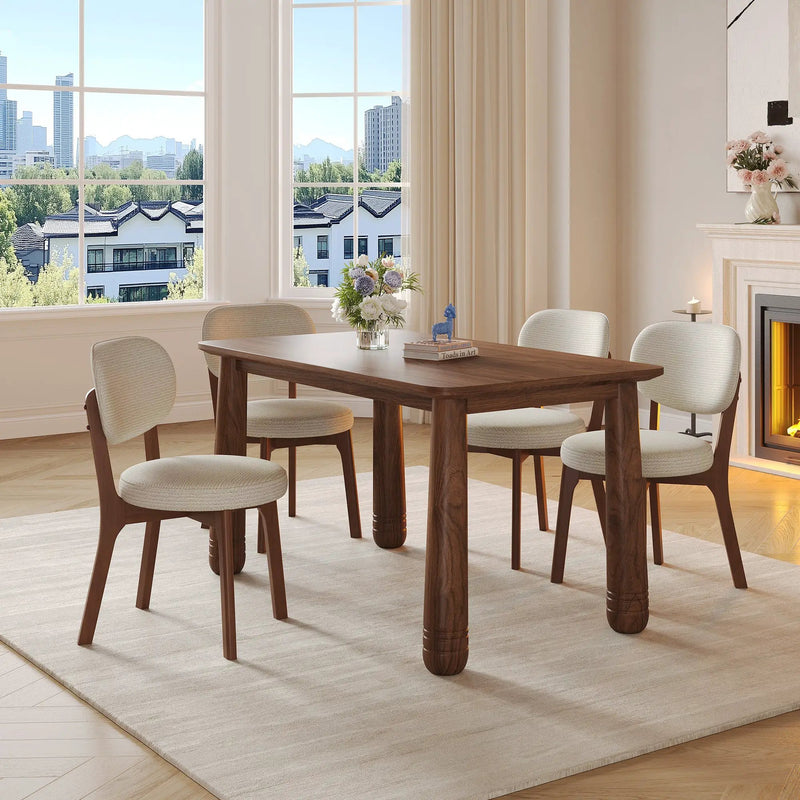 63" Solid Wood Dining Table Set with 4 Upholstered Chairs by HouseOfZazla